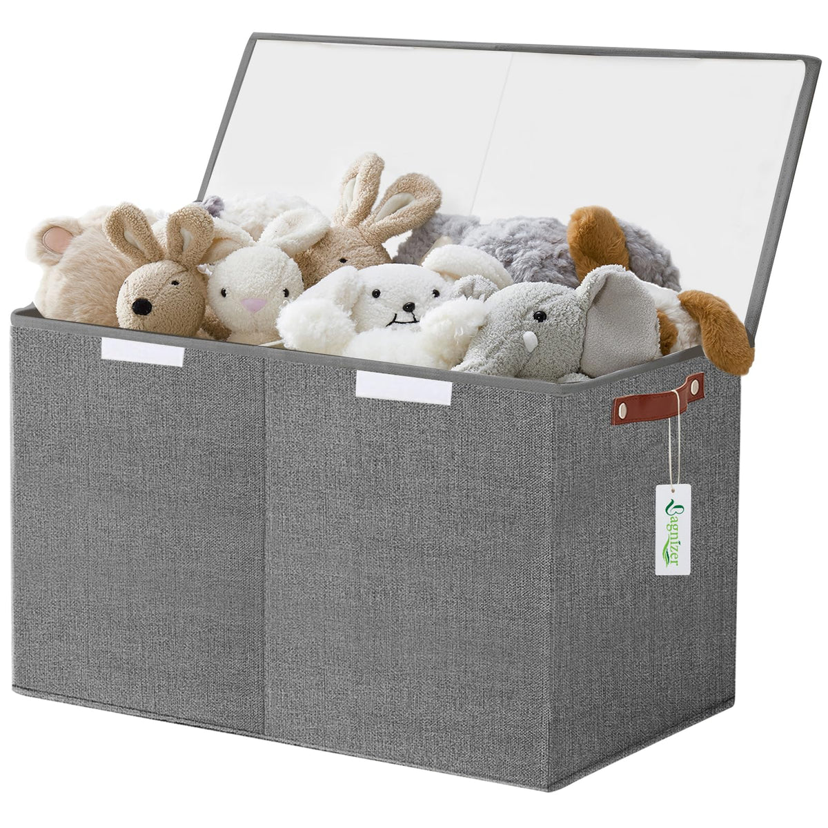 Bagnizer large toy storage box front view showcases spacious 83-liter capacity for toy organization.