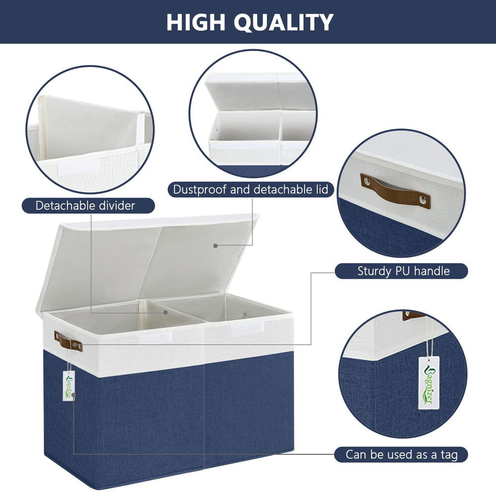 Bagnizer toy box side handles for effortless repositioning around the room.