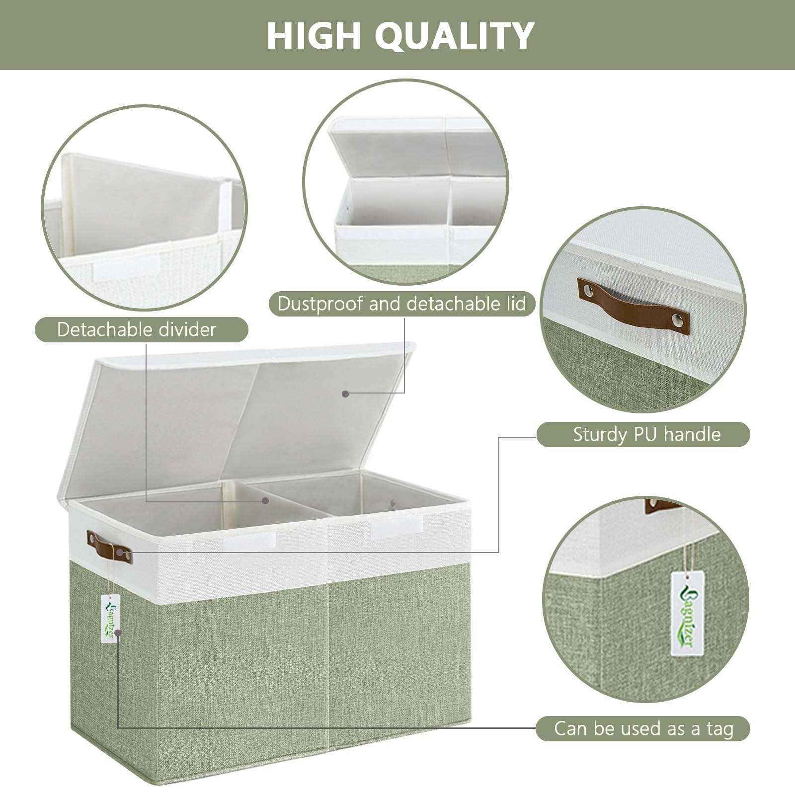 Bagnizer toy storage with removable divider offers two compartments or one large space