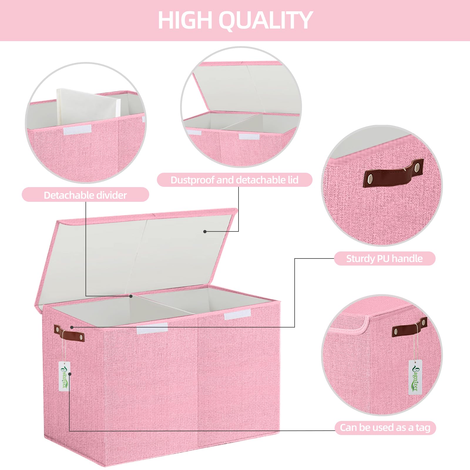 Bagnizer toy storage box divider removable for flexible storage options.
