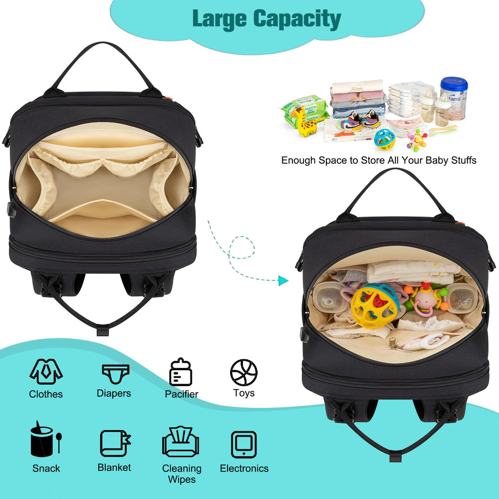 BAGPARKK diaper bag backpack changing pad handy for quick on-the-go diaper changes.