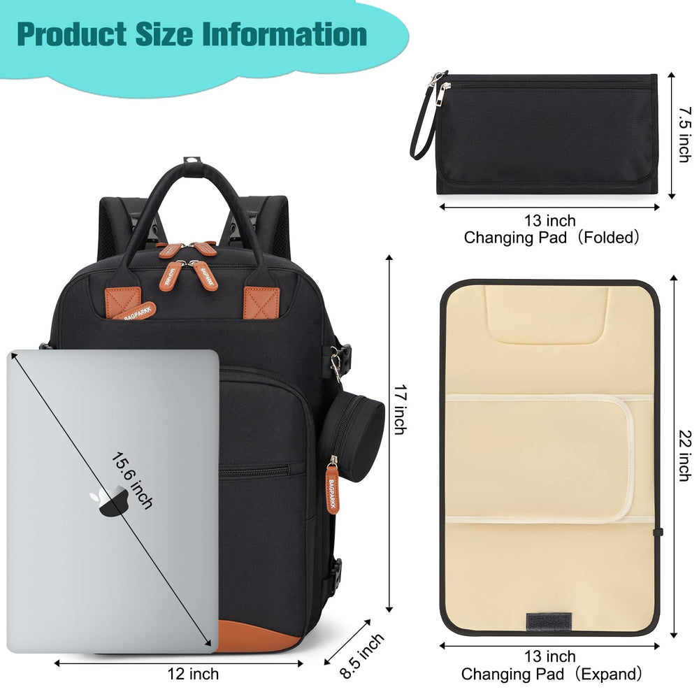 BAGPARKK diaper bag backpack durable tear-resistant and water-resistant fabric for daily use.