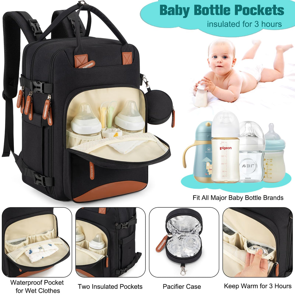 BAGPARKK diaper bag backpack laptop pocket keeps work essentials protected on the go.