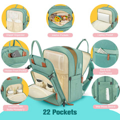 BAGPARKK diaper bag green pacifier case view highlights mess free pacifier organization.