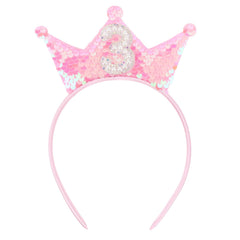 BAHABY birthday crown headband pink glitter for 3rd birthday photos