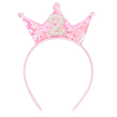 BAHABY birthday crown headband pink glitter closeup for photo-ready sparkle