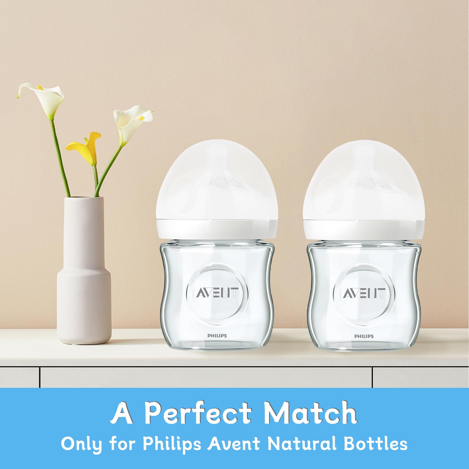 Bahforam Philips Avent natural bottle lid fit close-up demonstrates compatibility
