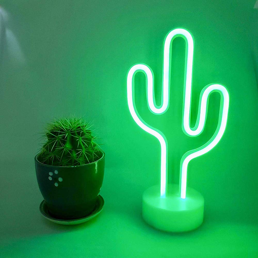 Bailey green cactus neon light battery operation without wiring
