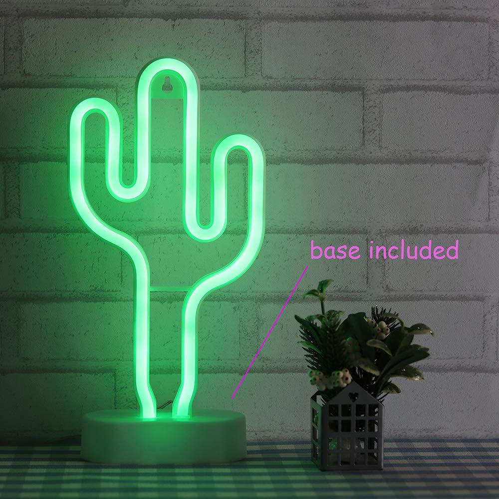 Bailey green cactus neon light bedroom glow creates relaxing nighttime mood