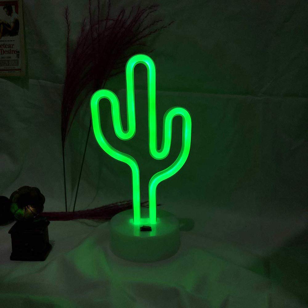 Bailey green cactus neon light packaged for gift-ready presentation