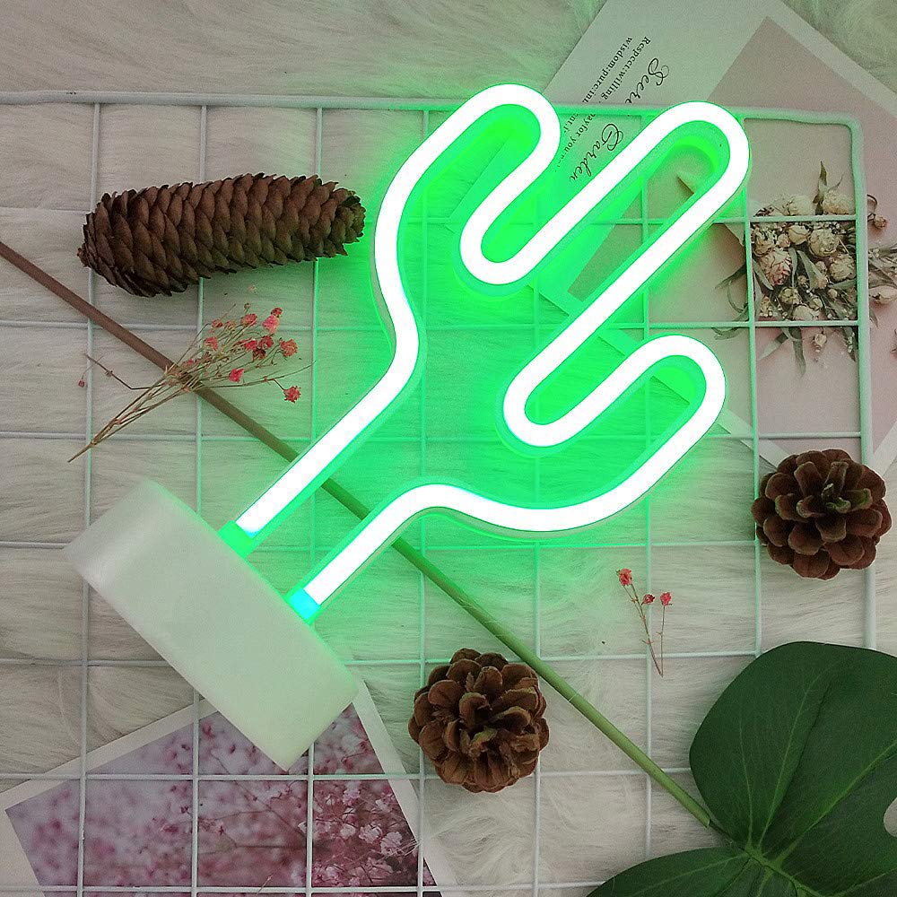 Bailey green cactus neon light USB operation with cable