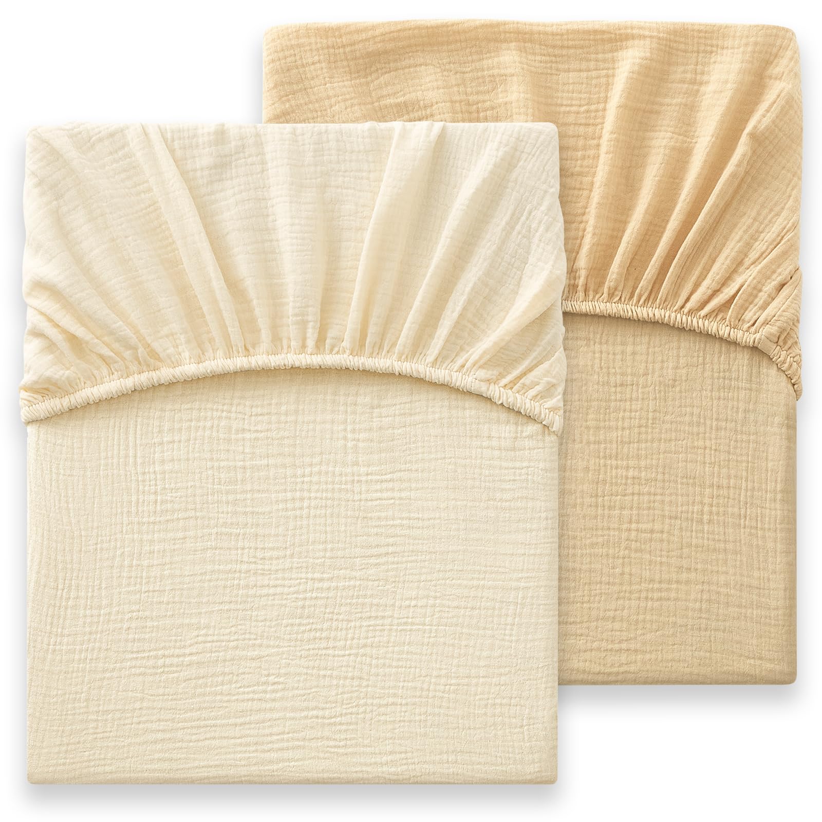 Bailix heavyweight muslin crib sheet cream closeup demonstrates durable fabric for long-lasting softness.