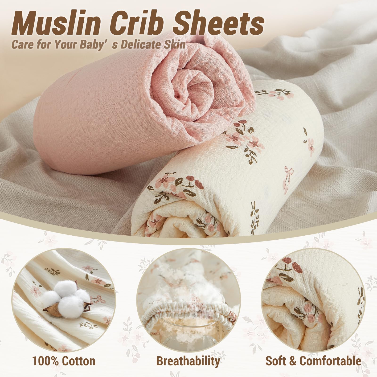 Bailix floral pink pattern crib sheet adds nursery charm