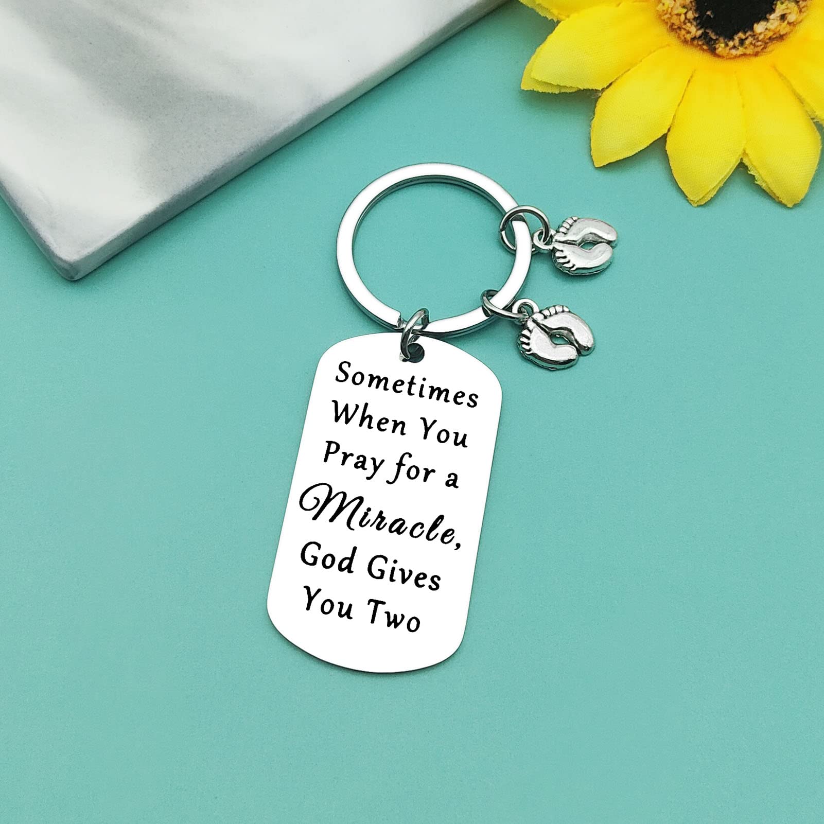 Baipilu Twin Mom Keychain with velvet pouch makes gifting easy and elegant.