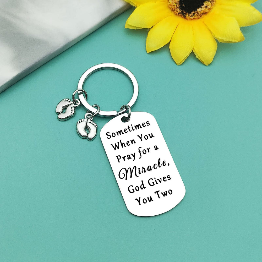 Baipilu Twin Mom Keychain packaging velvet pouch included.
