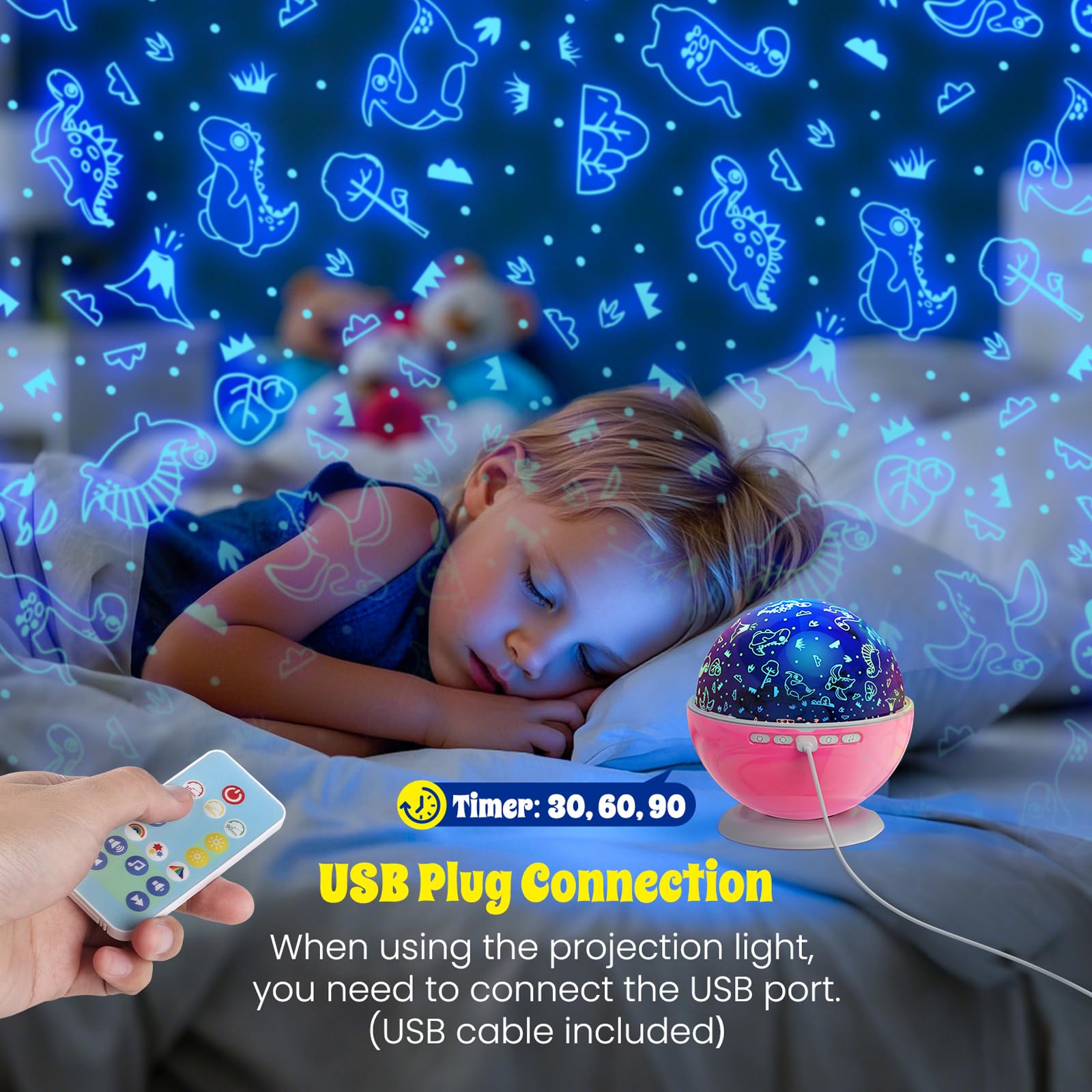 BAISIQILB Kids Star Night Light nebula projection filling a room