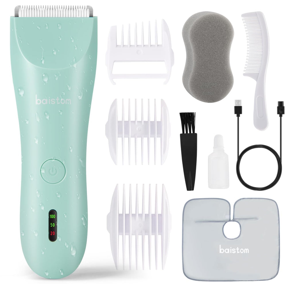 Baistom Baby Hair Clippers close-up showing ceramic blade for gentle, snag-free trims