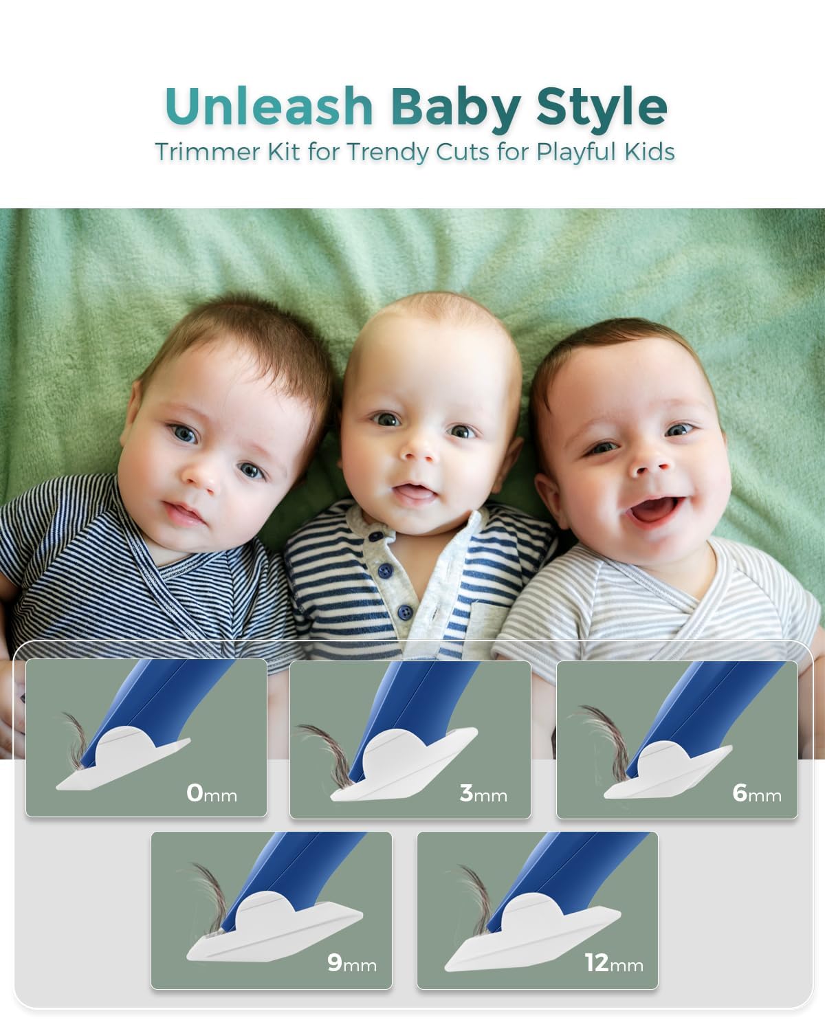Baistom Baby Hair Clippers silent-buzzer demonstrates ultra-quiet operation for stress-free grooming