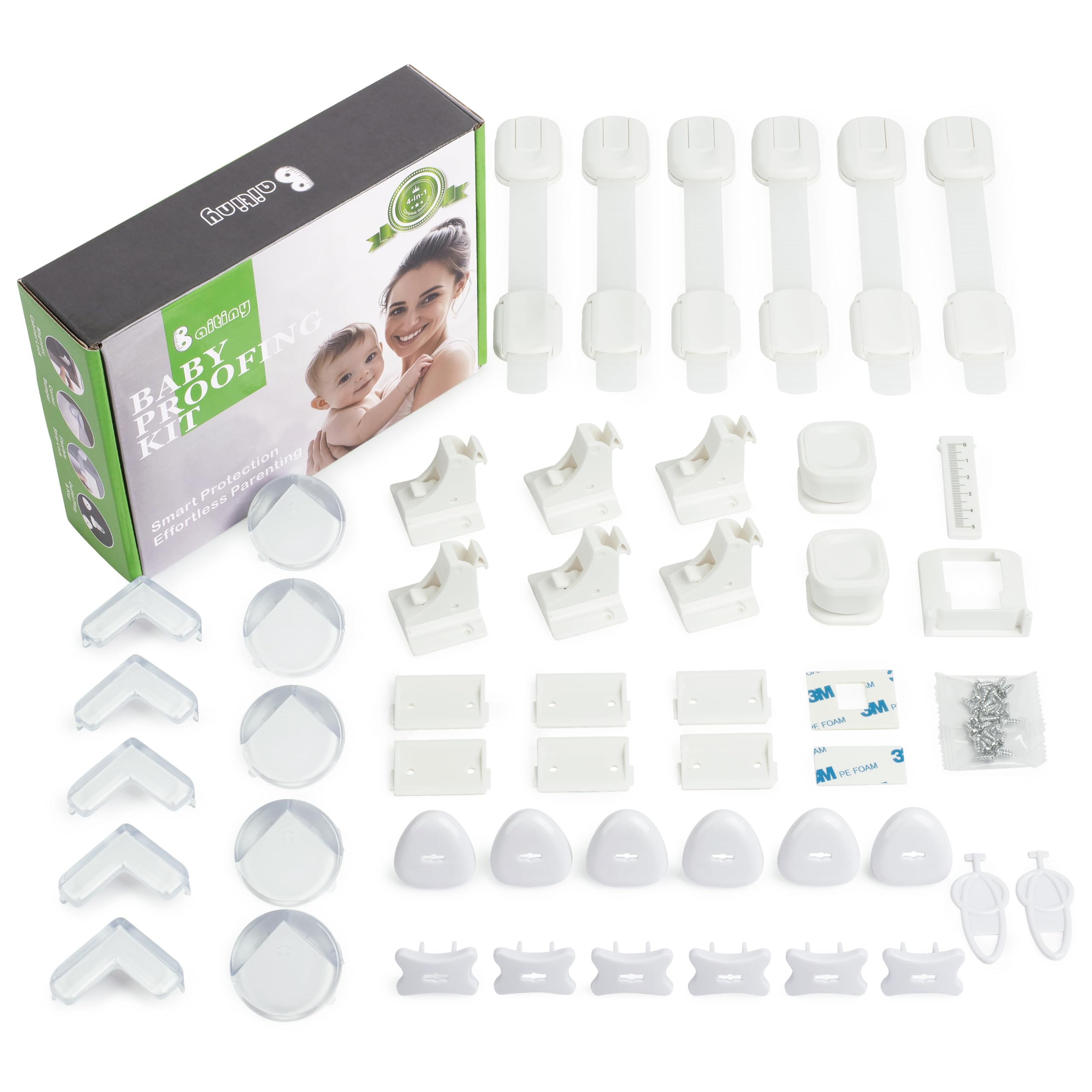 Baitiny Baby Proof Kit invisible magnetic cabinet locks help prevent curious toddlers from accessing cabinets.