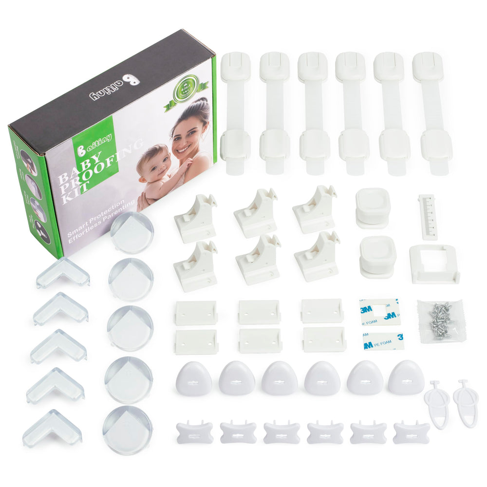Baitiny Baby Proof Kit invisible magnetic cabinet locks help prevent curious toddlers from accessing cabinets.
