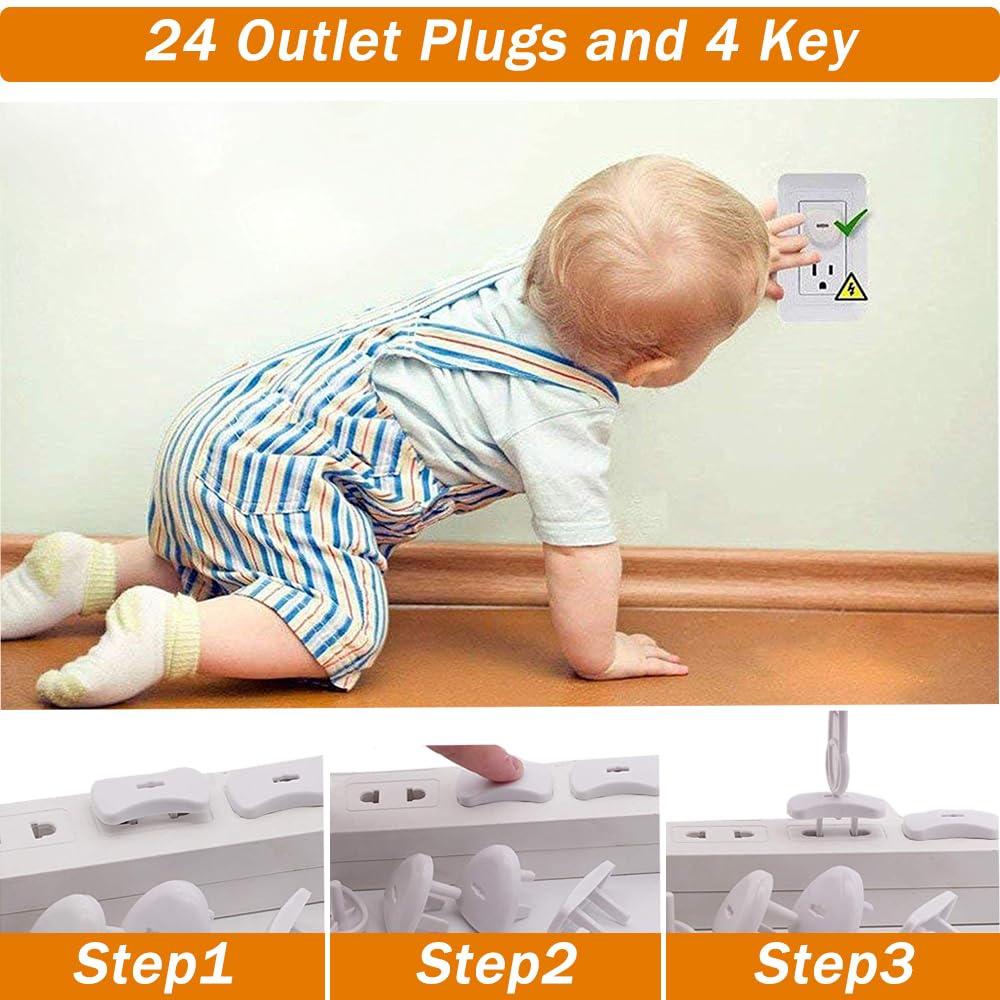 Baitiny Baby Proof Kit outlet plugs reduce outlet hazards for kids.