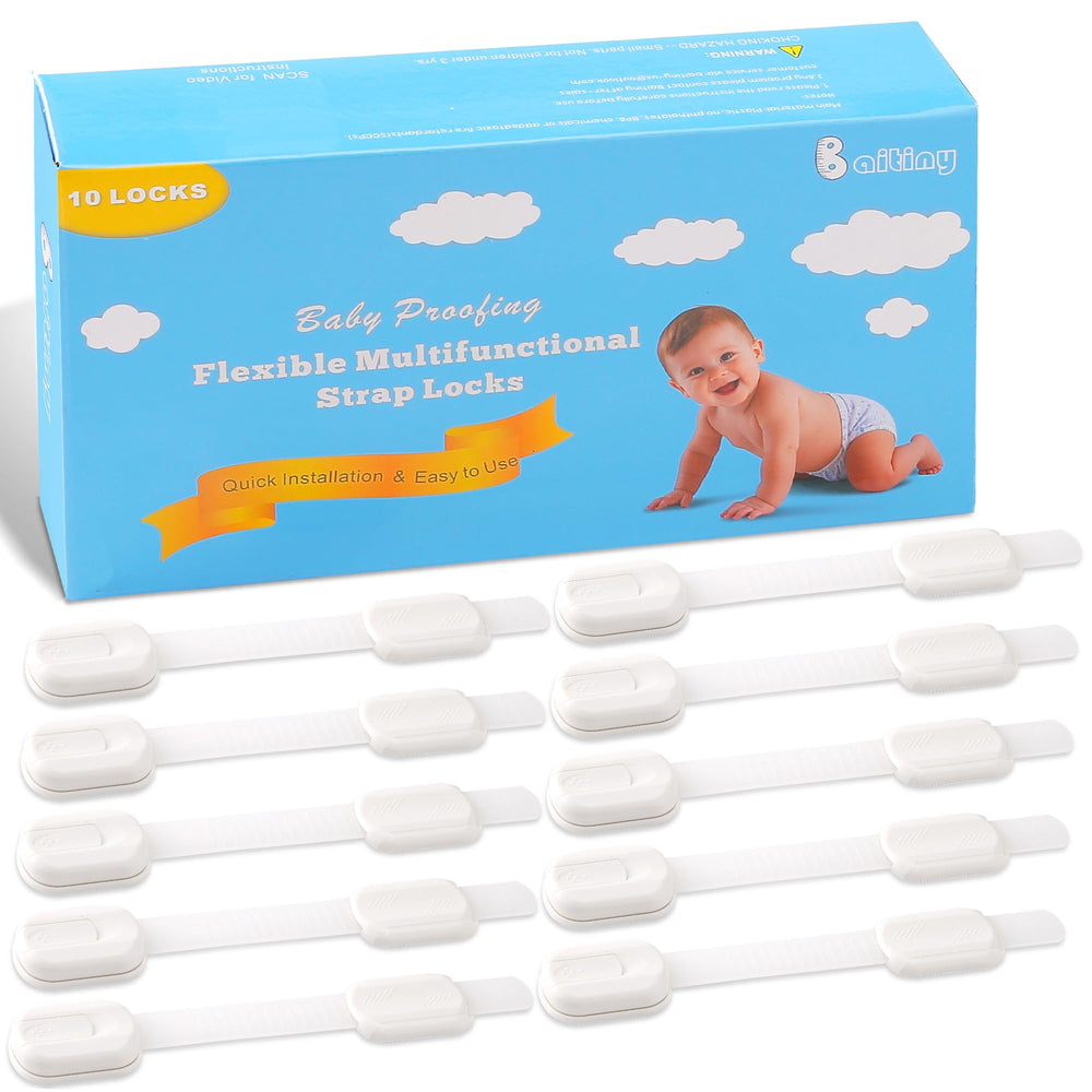 Baitiny baby safety strap lock on cabinet demonstrates kid-proof protection