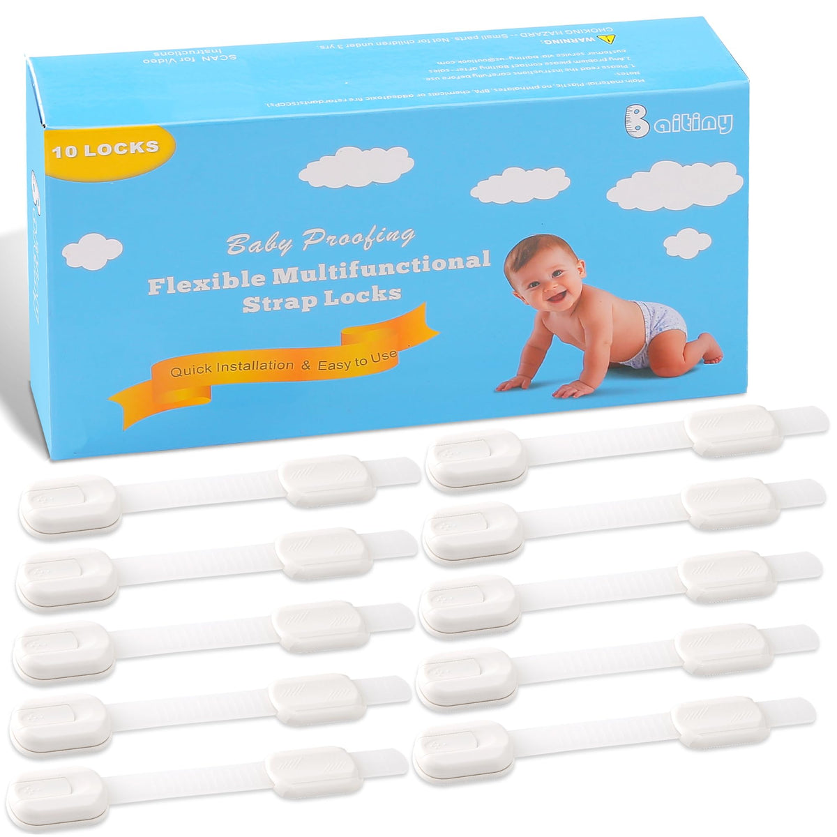 Baitiny baby safety strap lock on cabinet demonstrates kid-proof protection