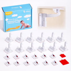 Baitiny invisible cabinet latch closeup shows durable adhesive for tool-free mounting.