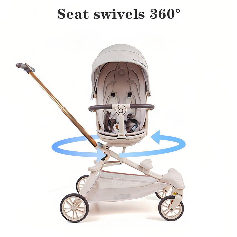 BAKISU stroller wagon with 360-degree reversible seat for parent-facing interaction.