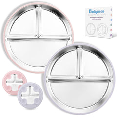 Bakpoco baby plate suction base grips flat tray for less mess during meals