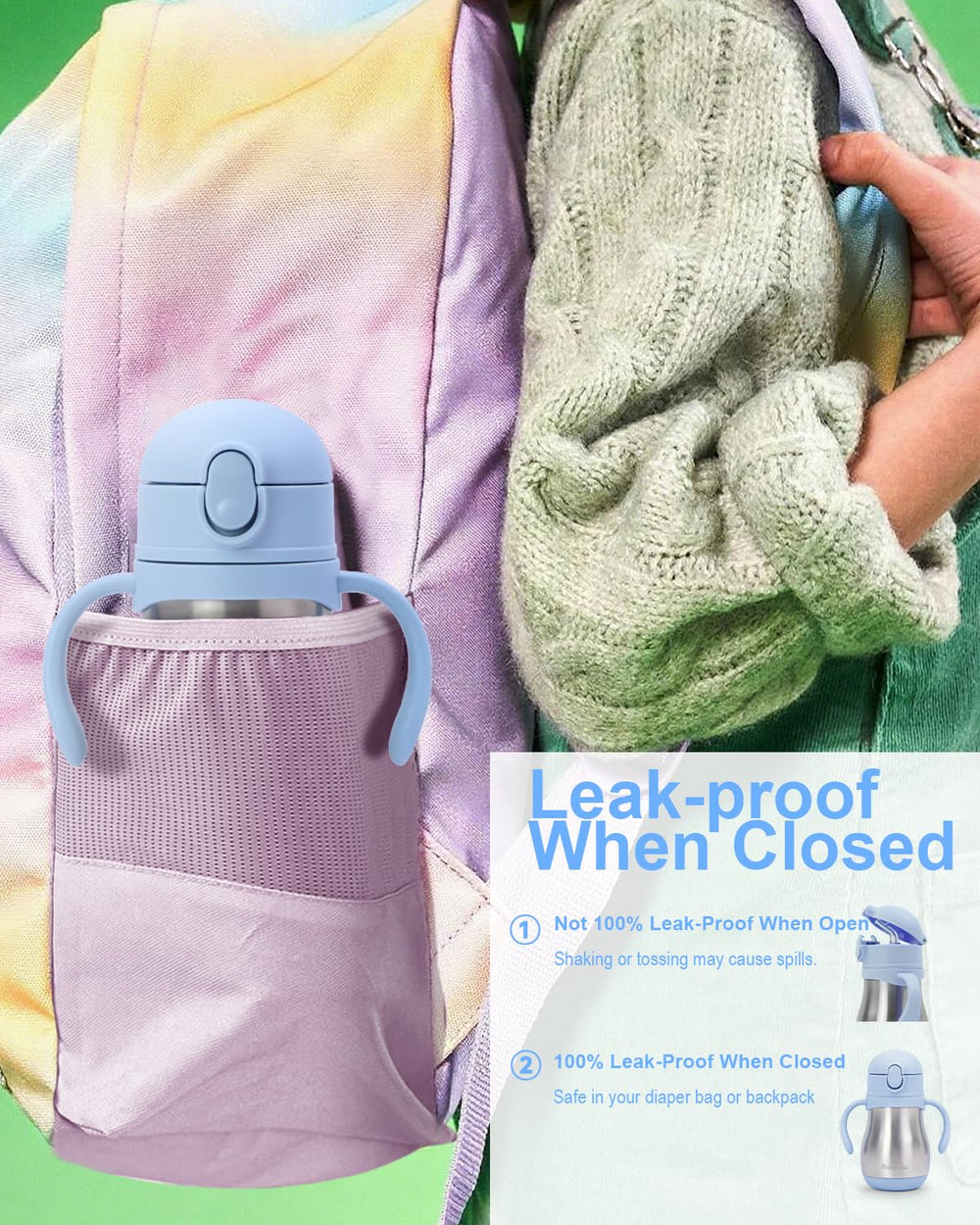 Bakpoco blue toddler sippy cup supports on-the-go hydration with a leakproof cap