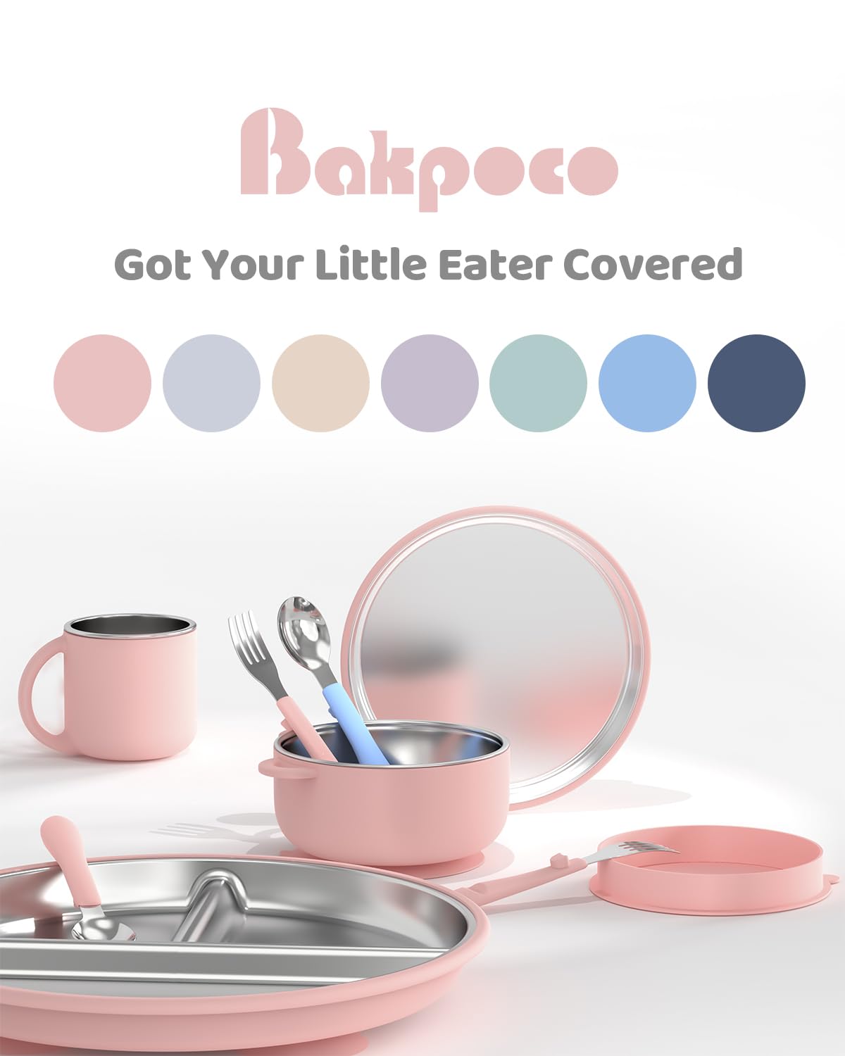 Bakpoco BPA-free stainless steel plate prevents odor transfer and stains