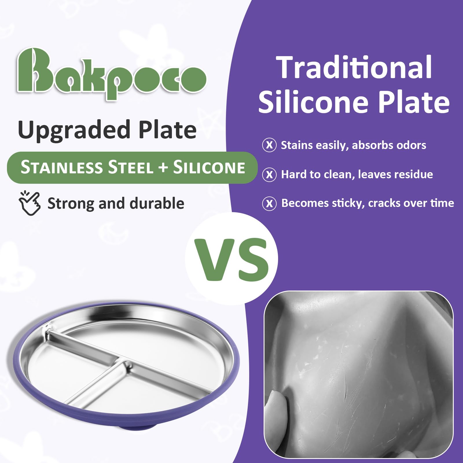 Bakpoco dishwasher-safe toddler plate is easy to clean after meals.