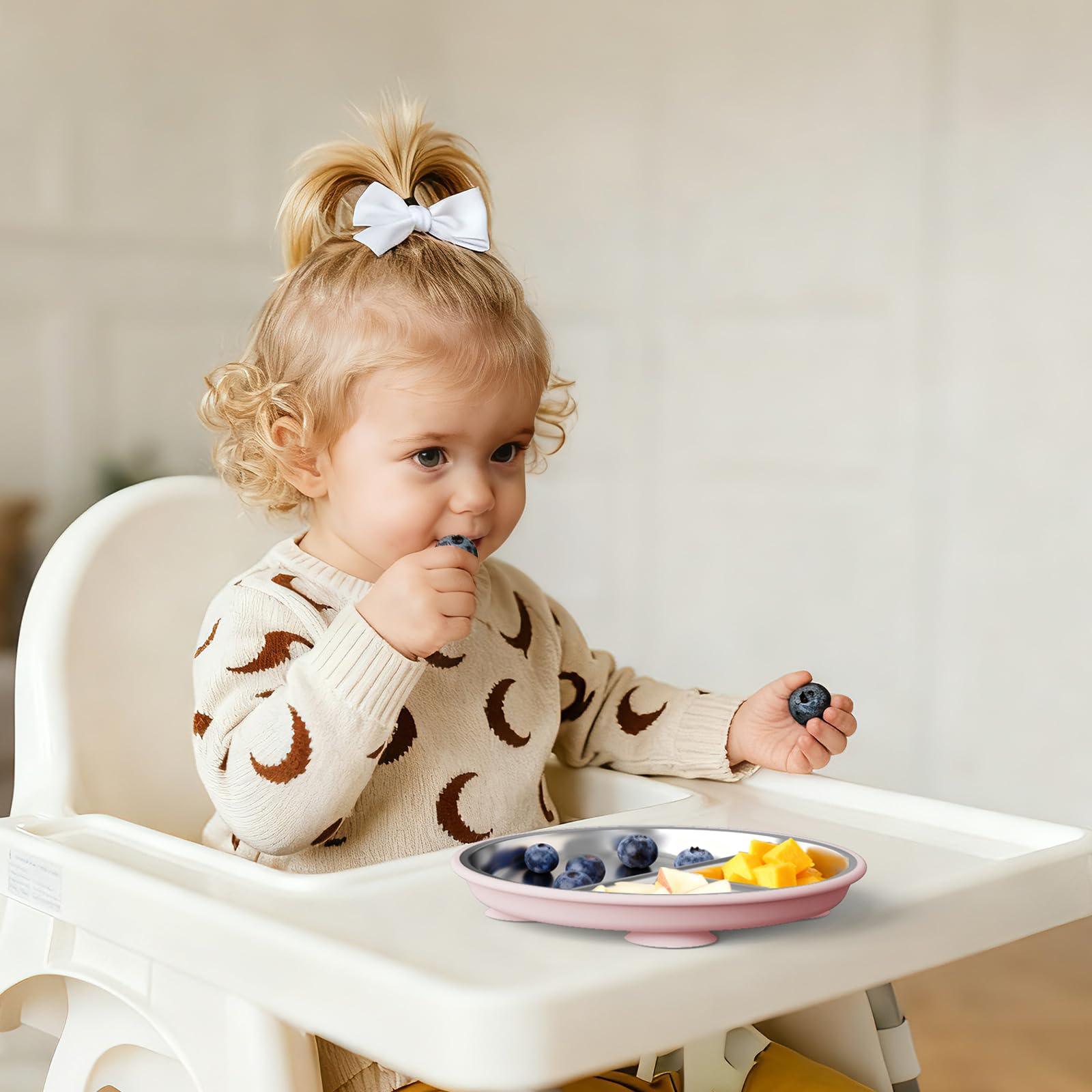 Bakpoco divided plate three sections guides balanced meals for kids.