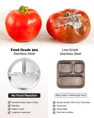 Bakpoco durable 304 stainless steel plate resists drops and cleans easily.