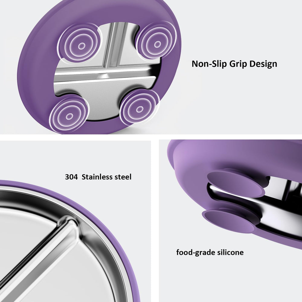 Bakpoco four non-slip suction cups secure the plate to high chair trays.
