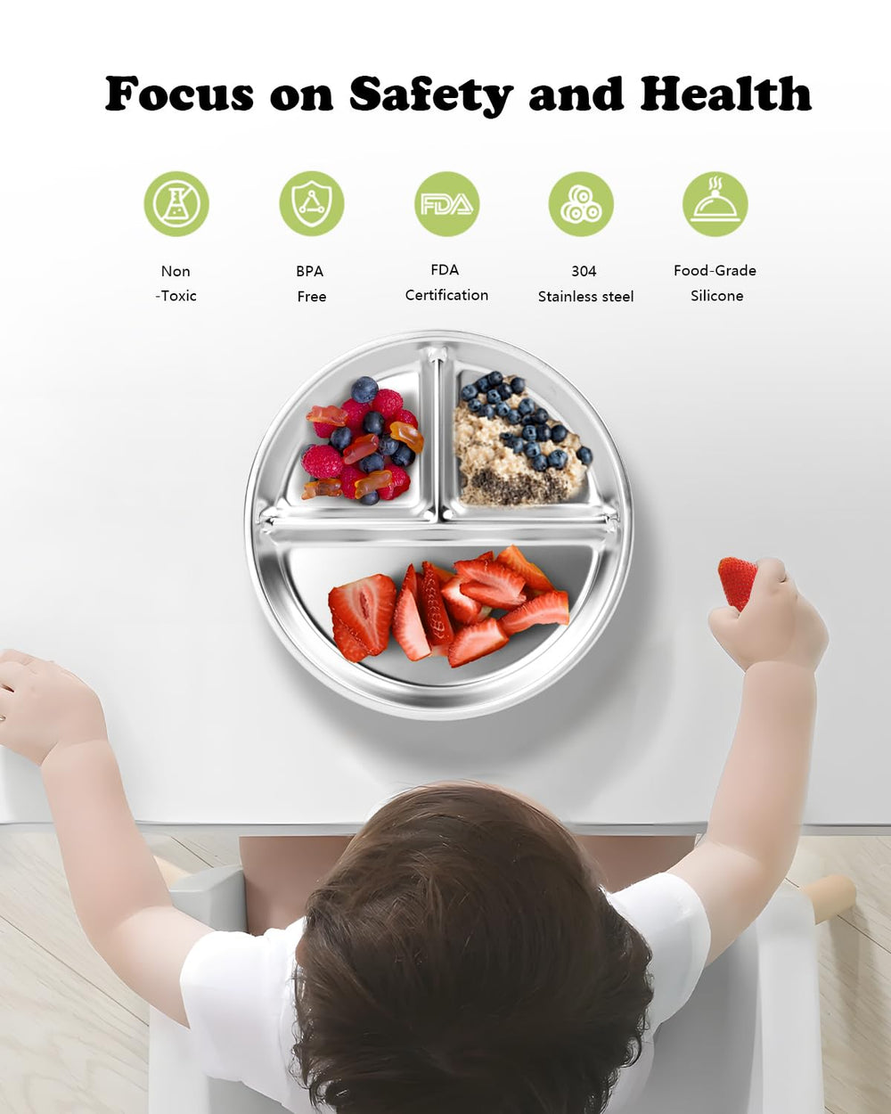 Bakpoco high-chair-stroller-ready-plate fits most seating and travel setups