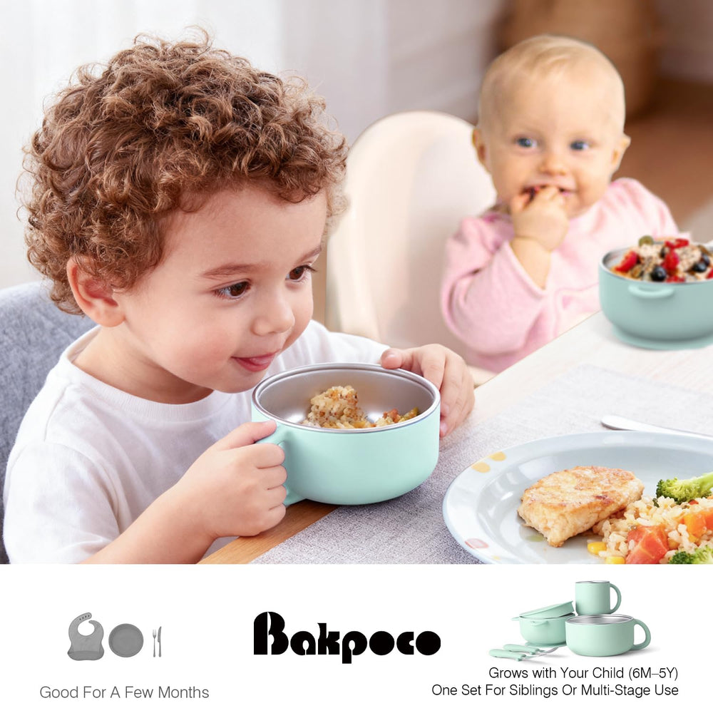 Bakpoco Kids Dinnerware easy-clean lid enables quick stacking