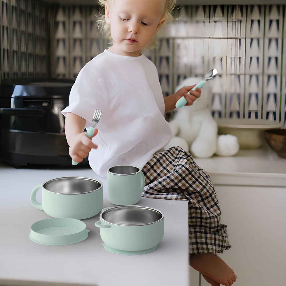 Bakpoco Kids Dinnerware spill-proof mealtime emphasizes secure suction
