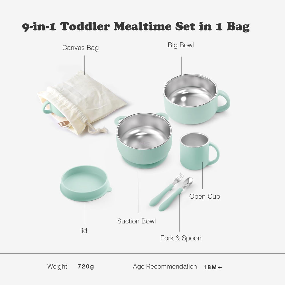 Bakpoco Kids Dinnerware stainless-steel-core closeup shows durability