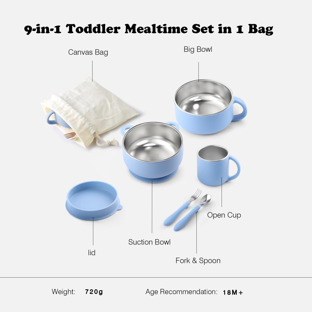 Bakpoco Kids Dinnerware Set stainless-core design promotes durable, odor-free meals.