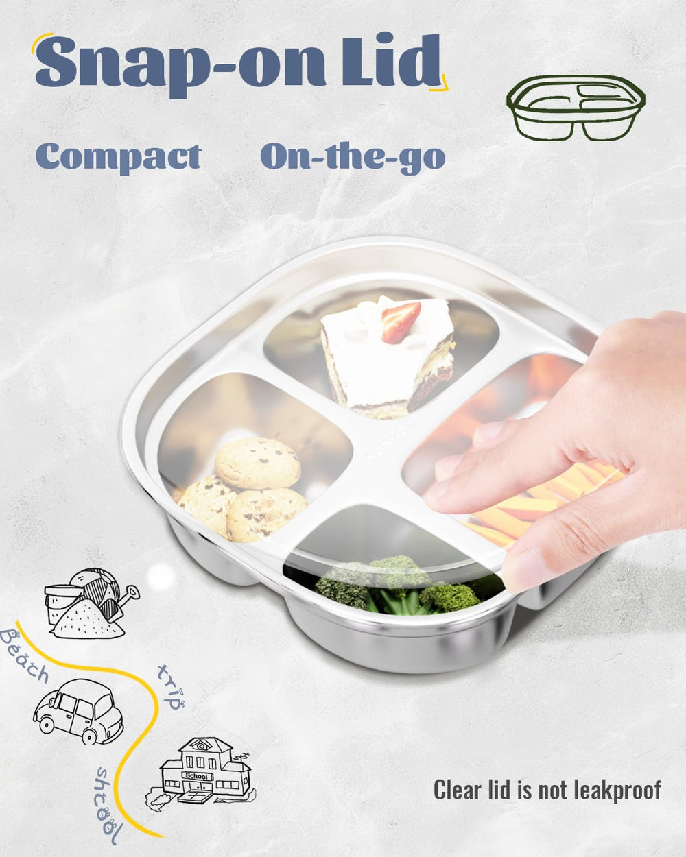 Bakpoco plate ready for lunchbox, demonstrating portability.