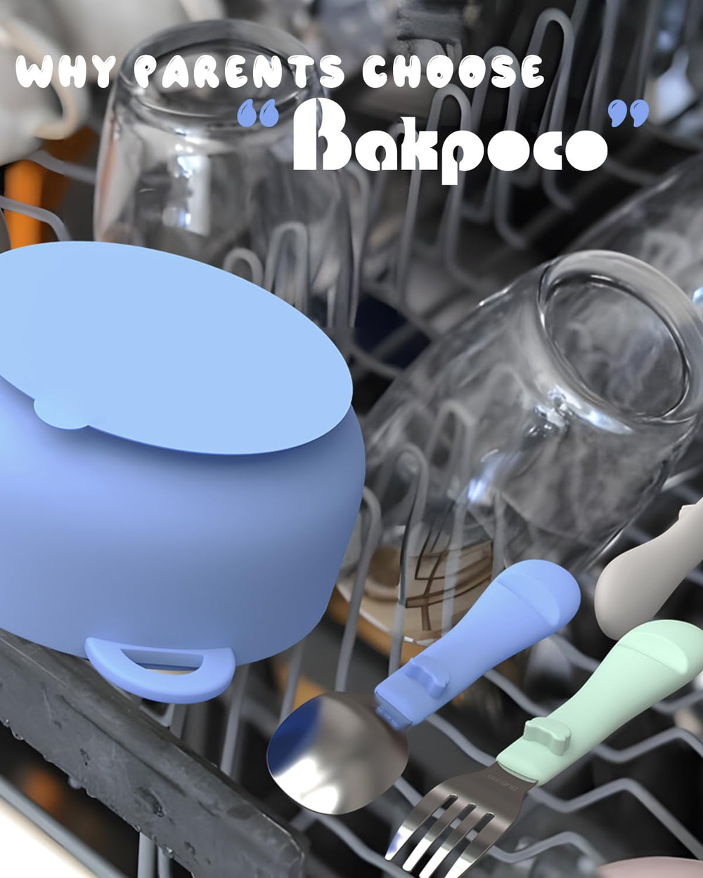 Bakpoco platinum silicone handles provide secure, comfortable grip.