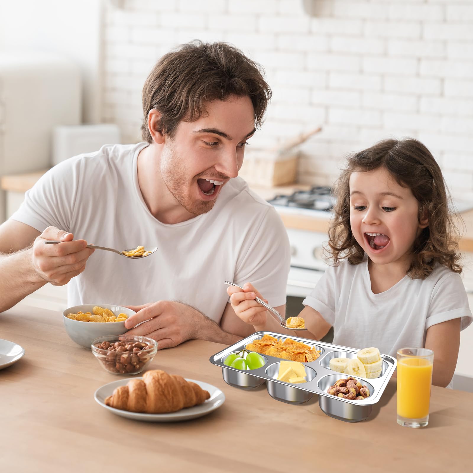 Bakpoco four-compartment plate supports portion control for kids during meals.
