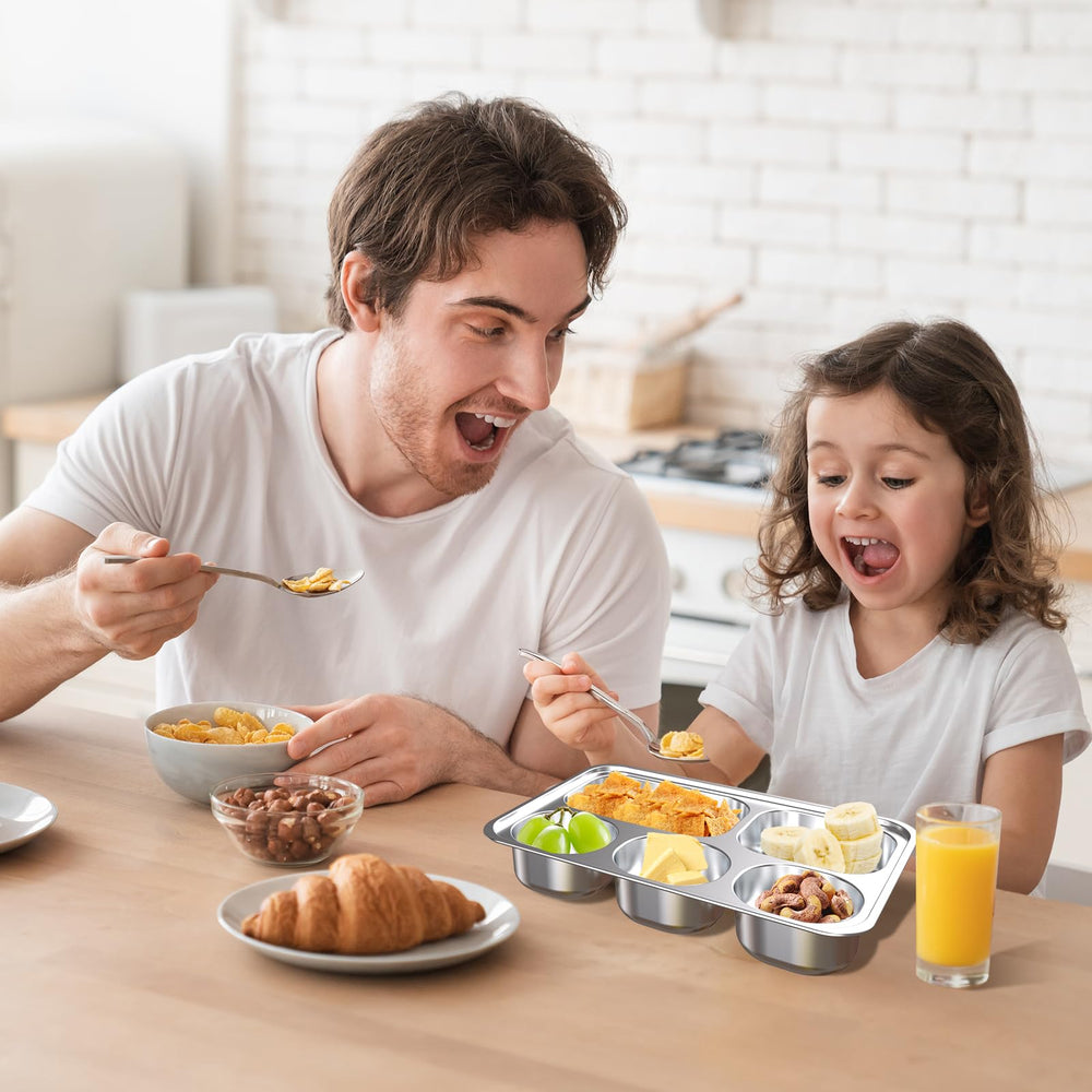 Bakpoco four-compartment plate supports portion control for kids during meals.