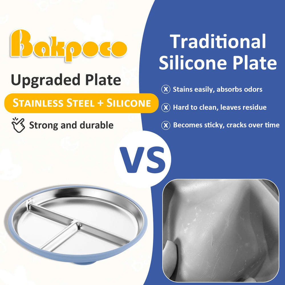 Bakpoco removable silicone suction base demonstrates strong grip on smooth surfaces for stable mealtimes