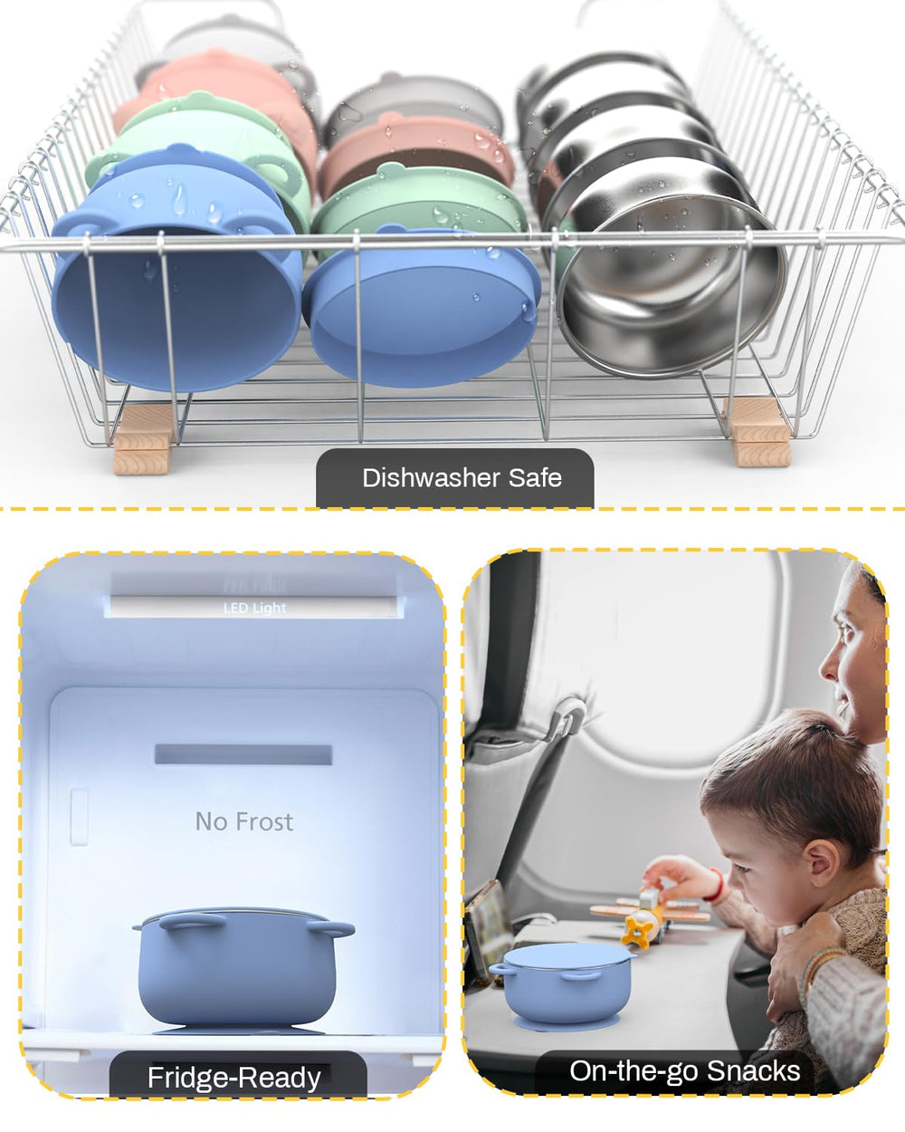 Bakpoco stain- and odor-resistant bowls emphasize easy cleaning and long-lasting use even after repeated meals.
