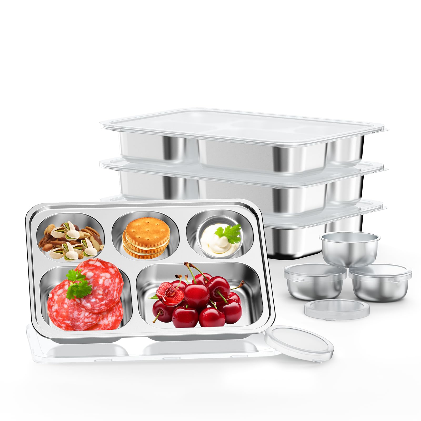 Bakpoco stainless steel divided plate four-pack focuses on durable family meals.