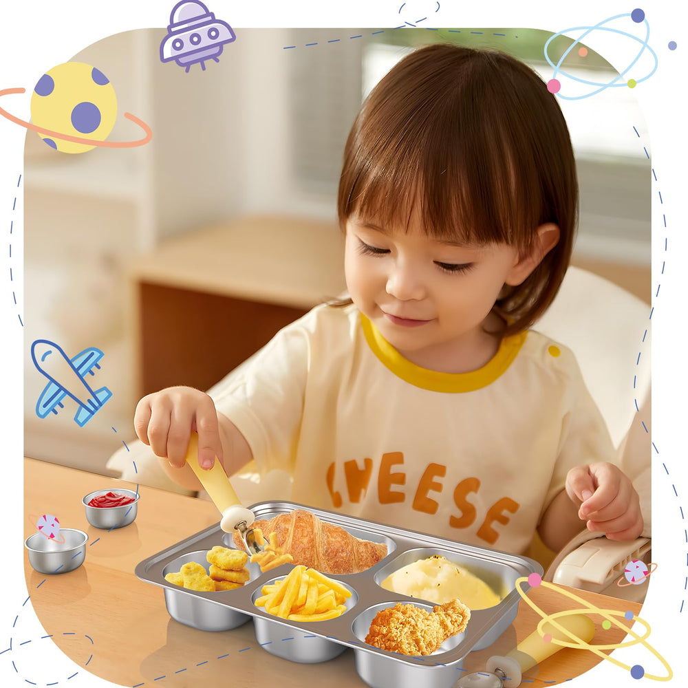 Bakpoco kids divided plate with five sections promotes portion control for kid-friendly meals