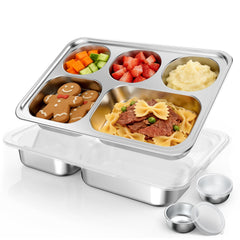 Bakpoco stainless steel divided plate for kids top view with five sections for balanced meals